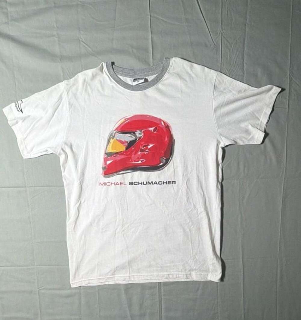 Michael Schumacher T-Shirt Size M White Helmet Graphic